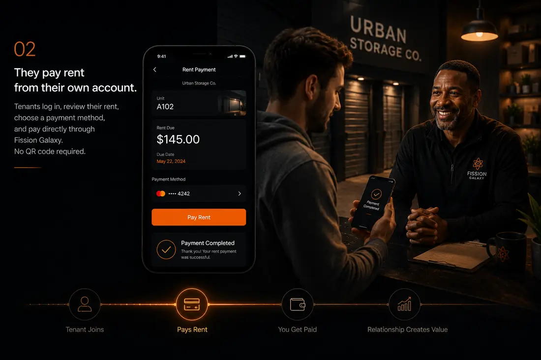 Tenant pays rent in the Fission Galaxy app